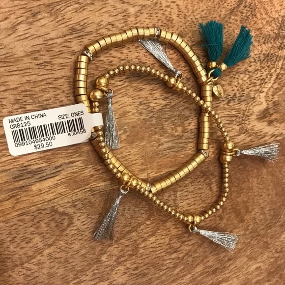 J.CREW Beaded Tassel Stretch Bracelets - Picture 4 of 4